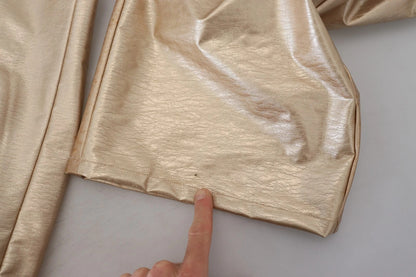 Dolce &amp; Gabbana Metallic Gold Polyester Rette Buksebukser
