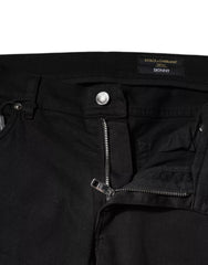 Dolce & Gabbana Black Tattered White Lining Skinny Denim Jeans