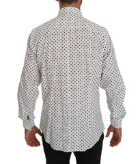 Dolce & Gabbana White Dotted Dress Formal MARTINI Shirt