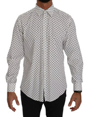 Dolce & Gabbana White Dotted Dress Formal MARTINI Shirt