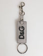 Dolce & Gabbana Gray Leather Logo Metal Ring Keychain Holder Men Keyring