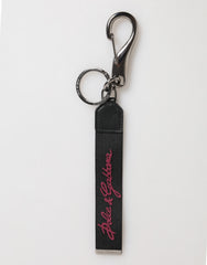 Dolce & Gabbana Black Burgundy Polyester DG Logo Men Keychain Keyring