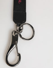 Dolce & Gabbana Black Burgundy Polyester DG Logo Men Keychain Keyring