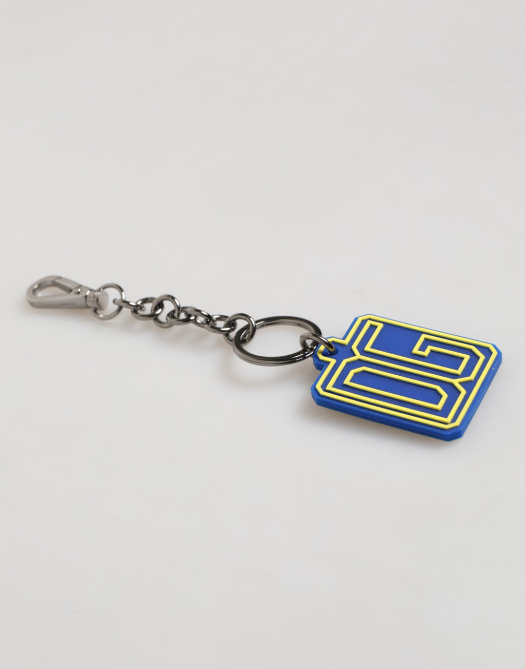 Blå Gul DG Gummi Logo Sølv Herre Nøkkelring