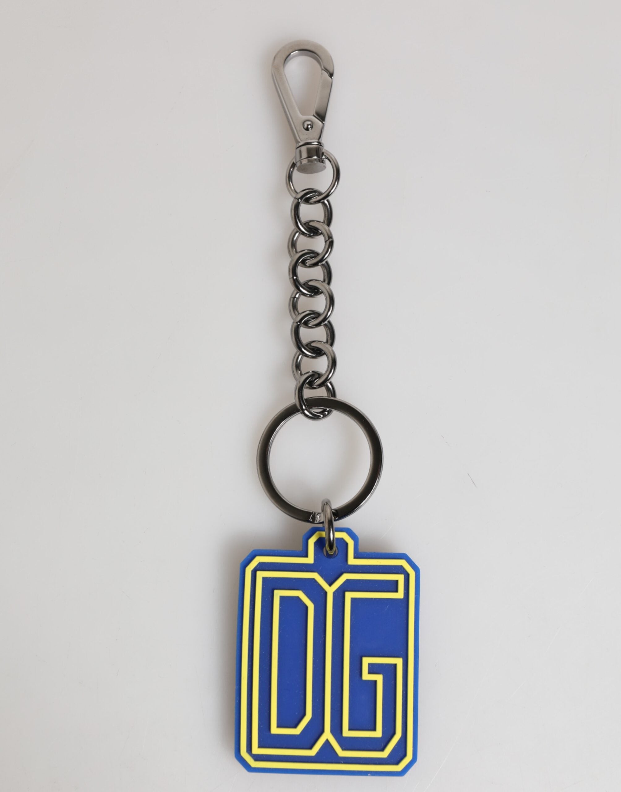 Blå Gul DG Gummi Logo Sølv Herre Nøkkelring