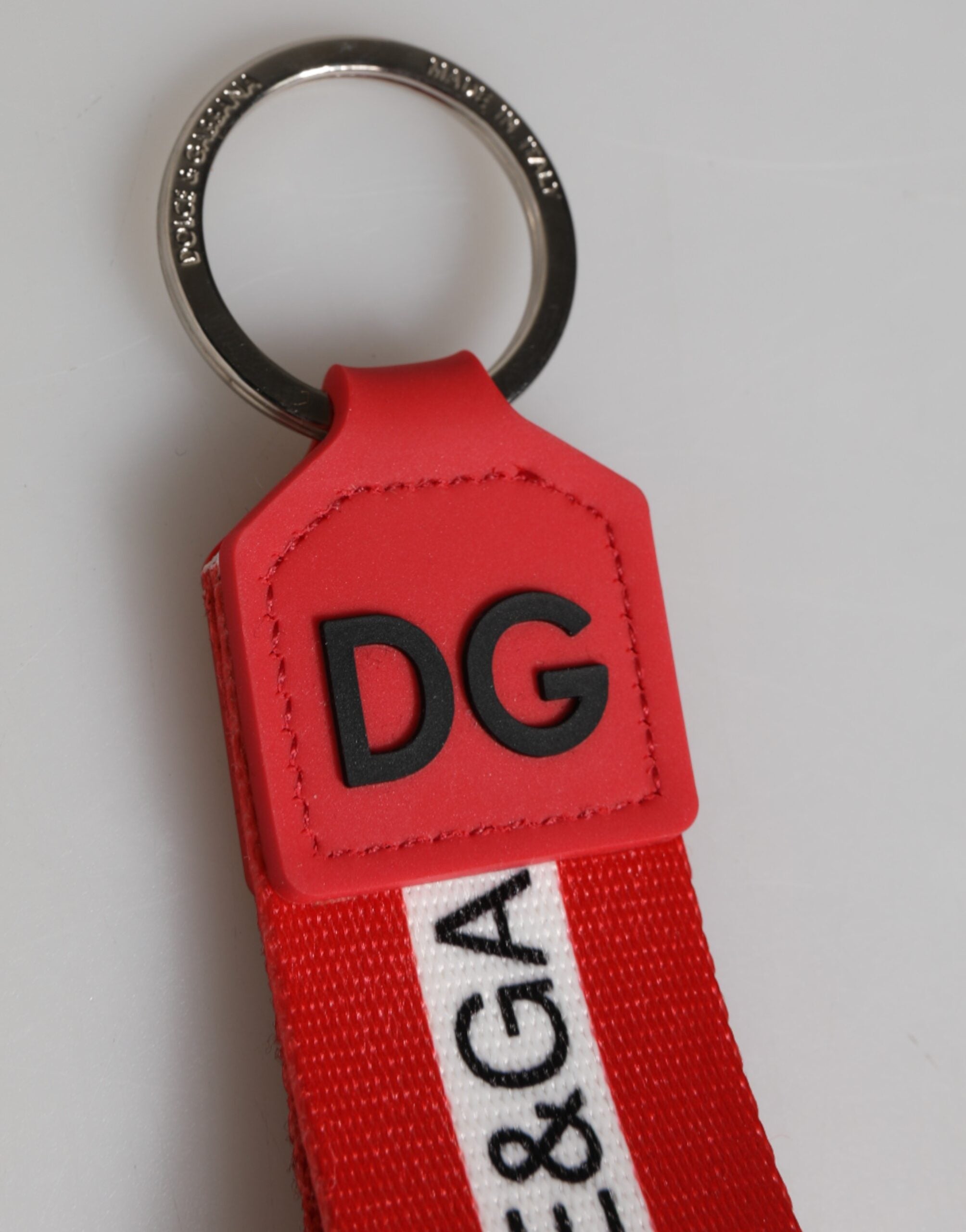 Rød logo polyester sølv messingholder nøkkelring herre nøkkelring