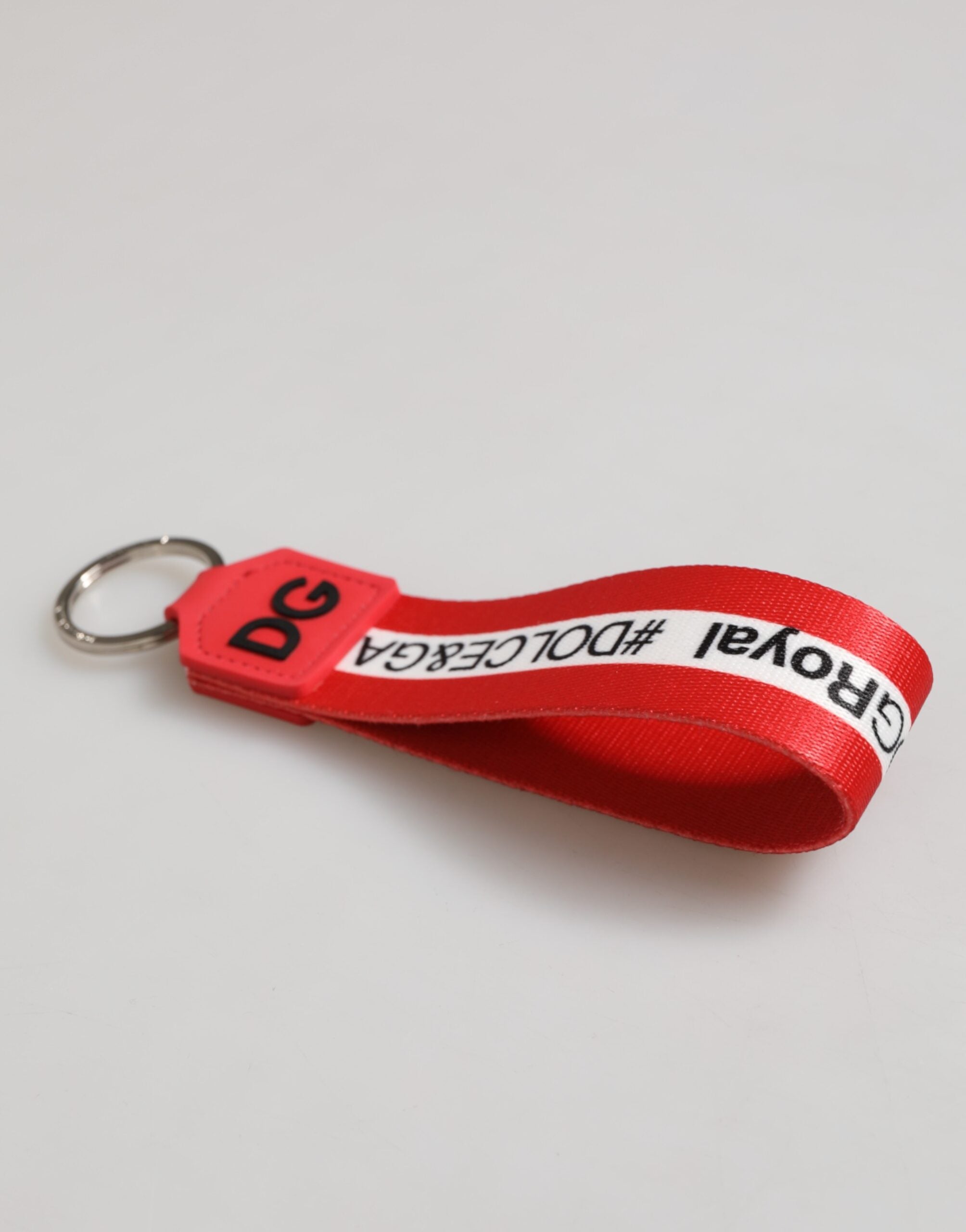 Rød logo polyester sølv messingholder nøkkelring herre nøkkelring