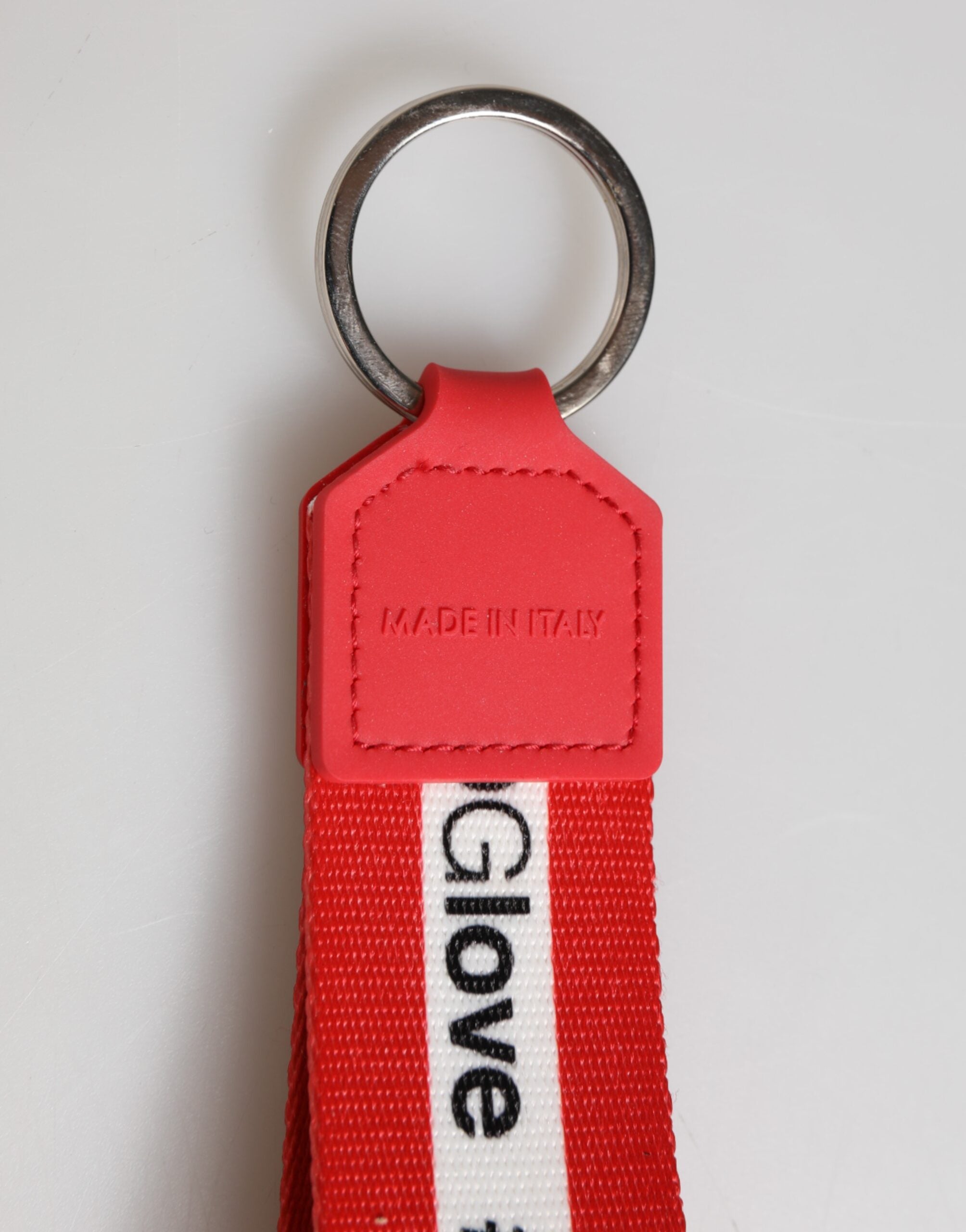 Rød logo polyester sølv messingholder nøkkelring herre nøkkelring