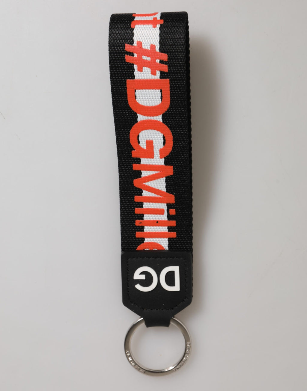 Svart rød logo polyester messingholder nøkkelring