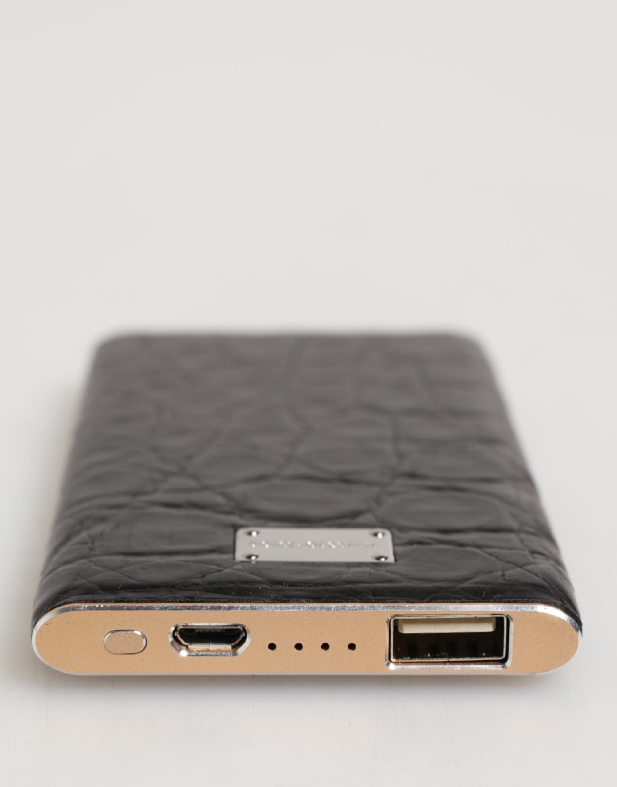 Dolce & Gabbana Black Leather Exotic 3000mAh Power Bank Charger USB