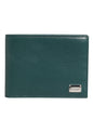 Dolce & Gabbana Green Leather DG Logo Plaque Bifold Men Card Holder Wallet
