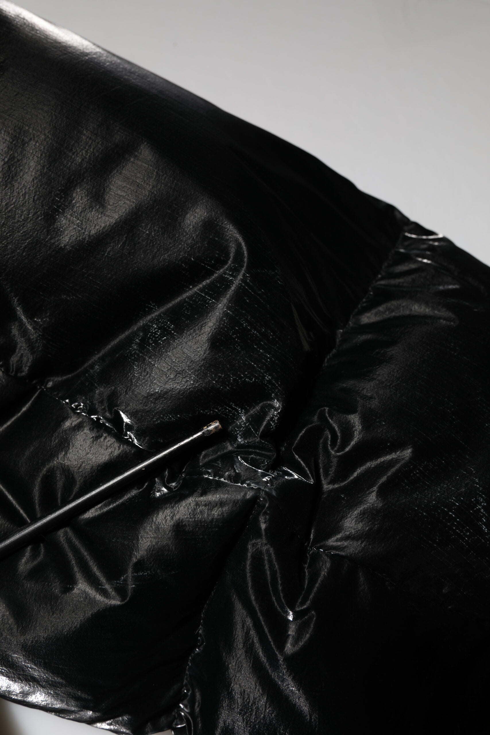 Svart Logo Full Zip Hooded Quilted Jakke