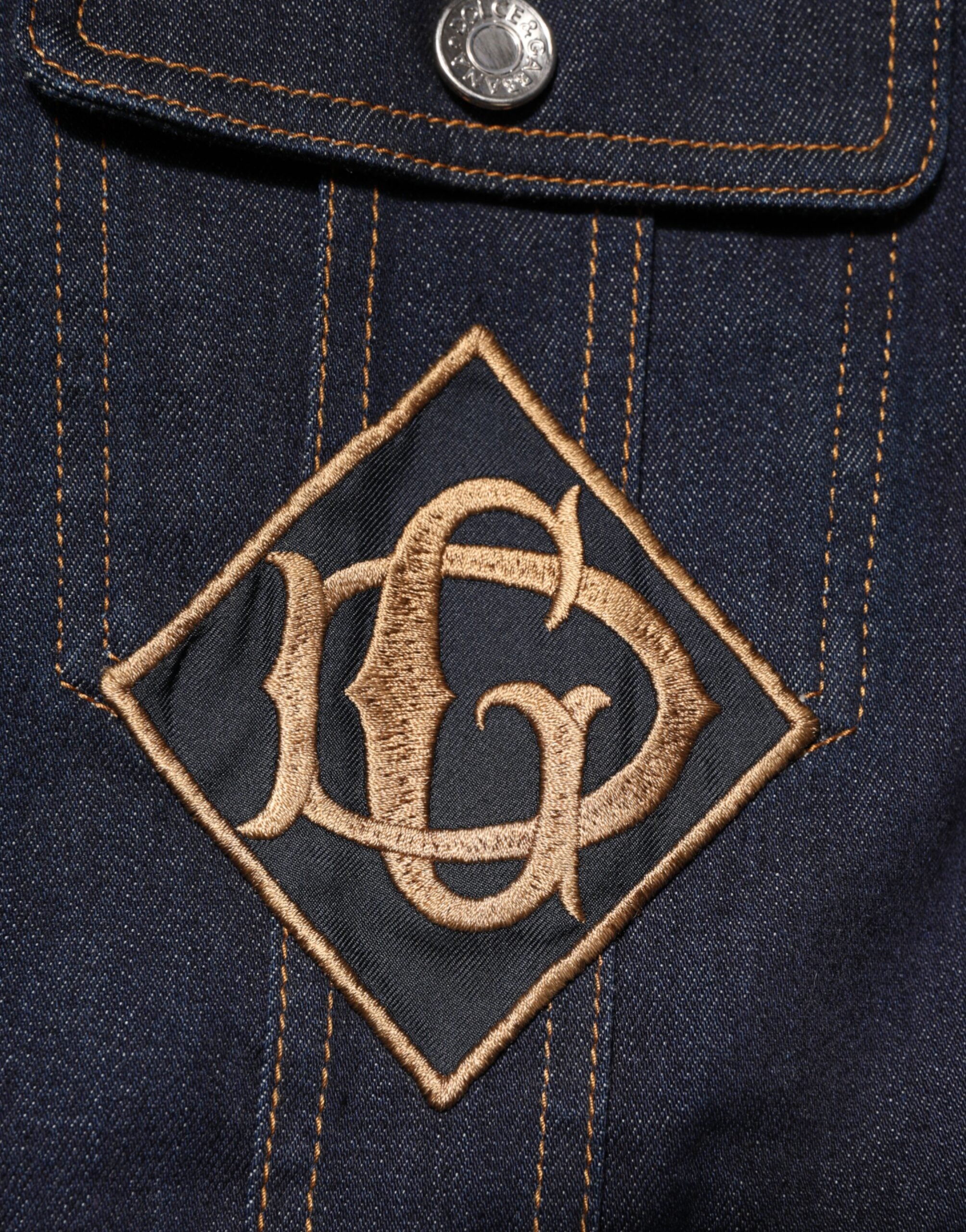 Indigoblå denimjakke med smal passform og logomerke