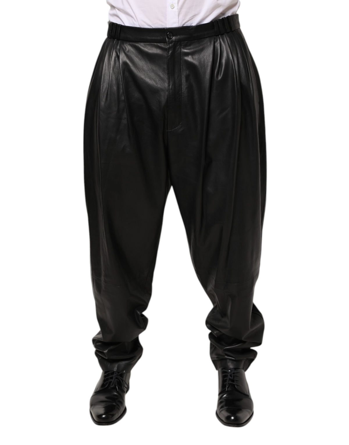Dolce & Gabbana Black Lamb Leather Trousers Men Pants