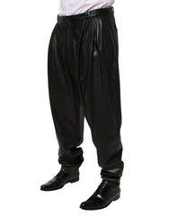 Dolce & Gabbana Black Lamb Leather Trousers Men Pants