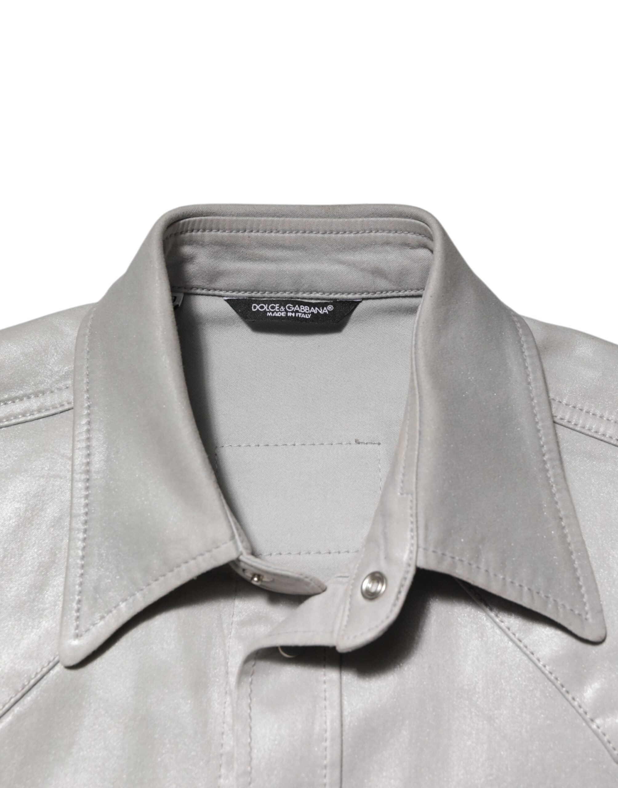 Dolce & Gabbana Metallic Gray Cotton Button Down Men Shirt
