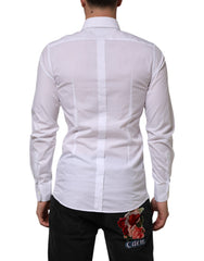 Dolce & Gabbana White Cotton GOLD Formal Men Longsleeves Shirt