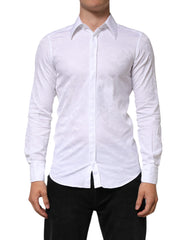 Dolce & Gabbana White Cotton MARTINI Paisley Jacquard Shirt