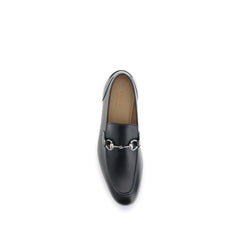 Gucci Black Calf Leather Bos Taurus Slip-On Loafers