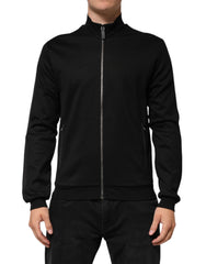 Dolce & Gabbana Black Cotton Logo Full Zip Men Bomber Jacket