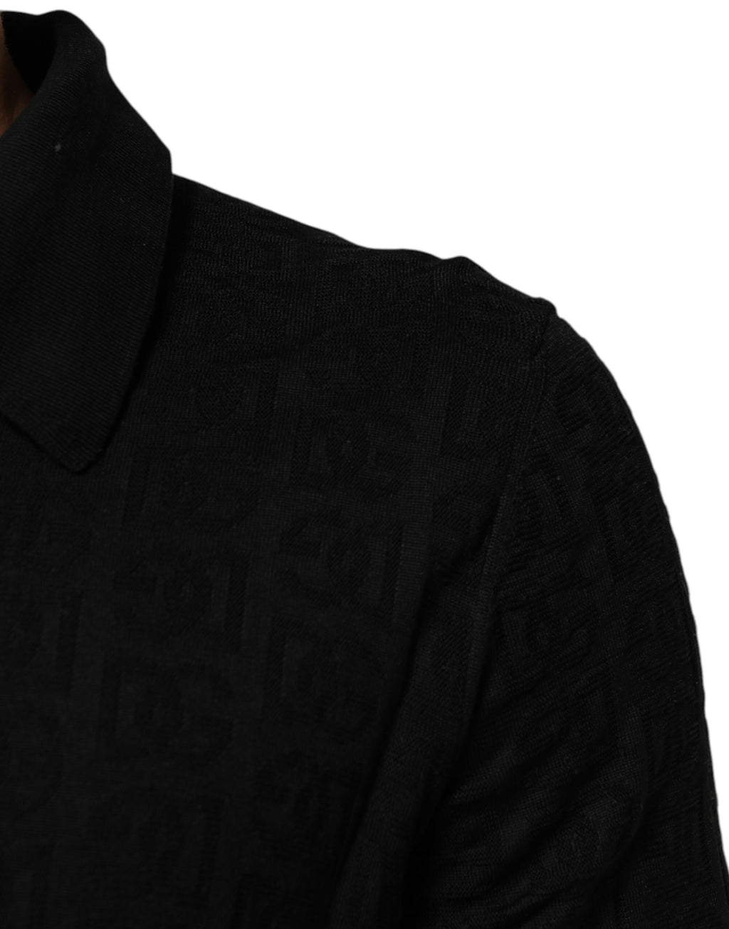Svart sidenjacquard DG pikétröja