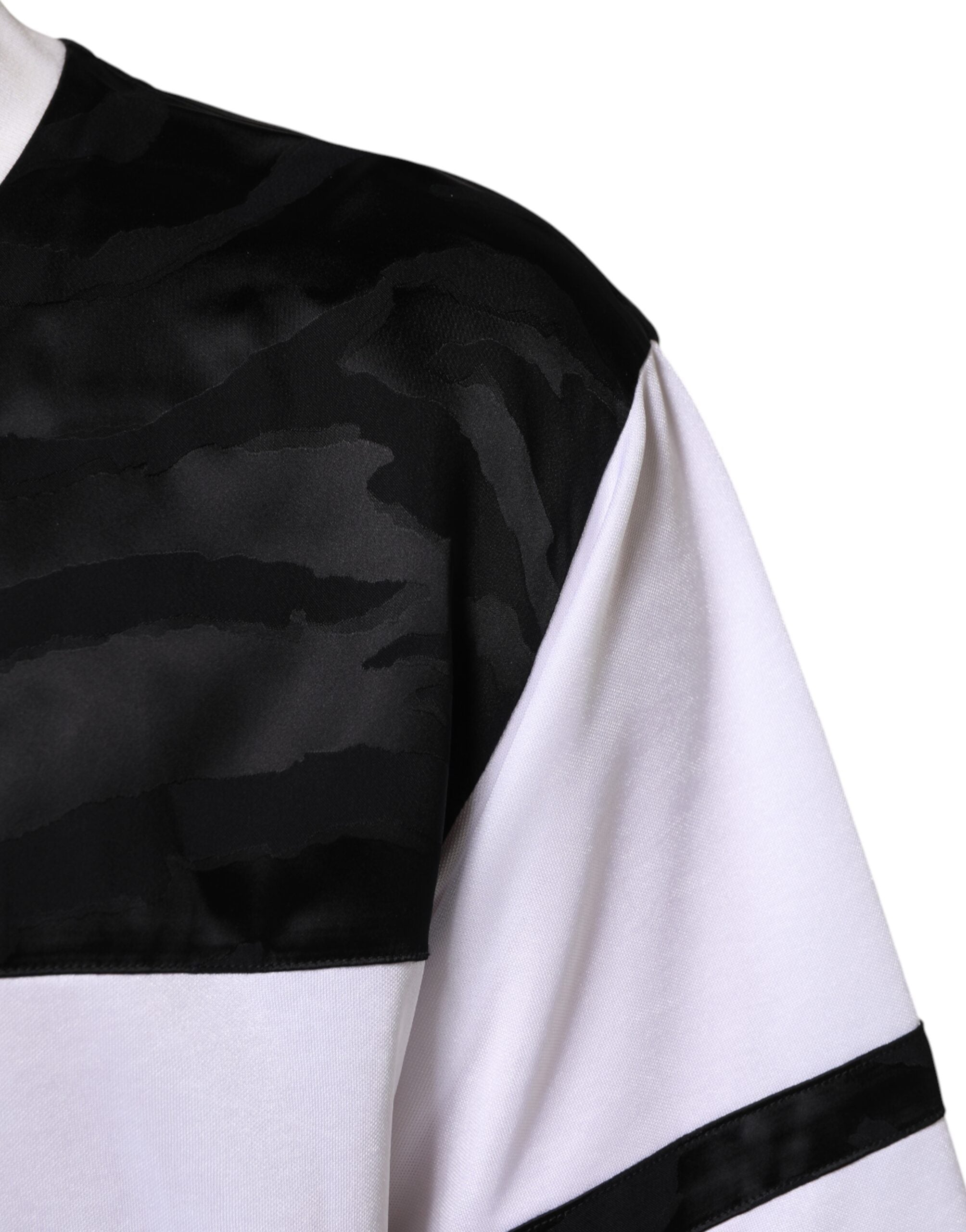 Hvit svart polyester DG Logo Mesh Jersey T-skjorte