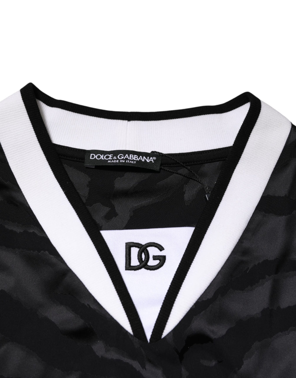 Hvit svart polyester DG Logo Mesh Jersey T-skjorte