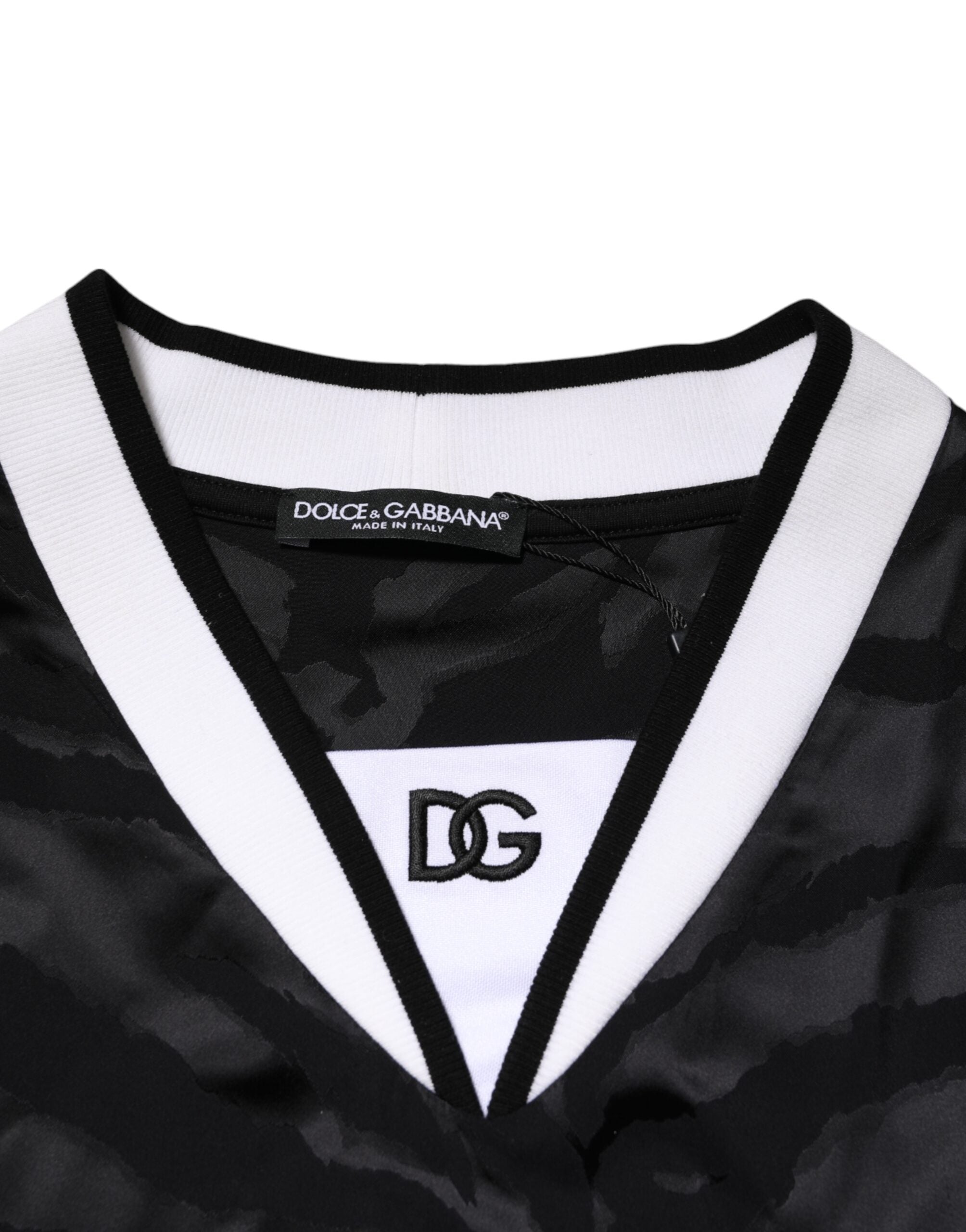 Hvit svart polyester DG Logo Mesh Jersey T-skjorte
