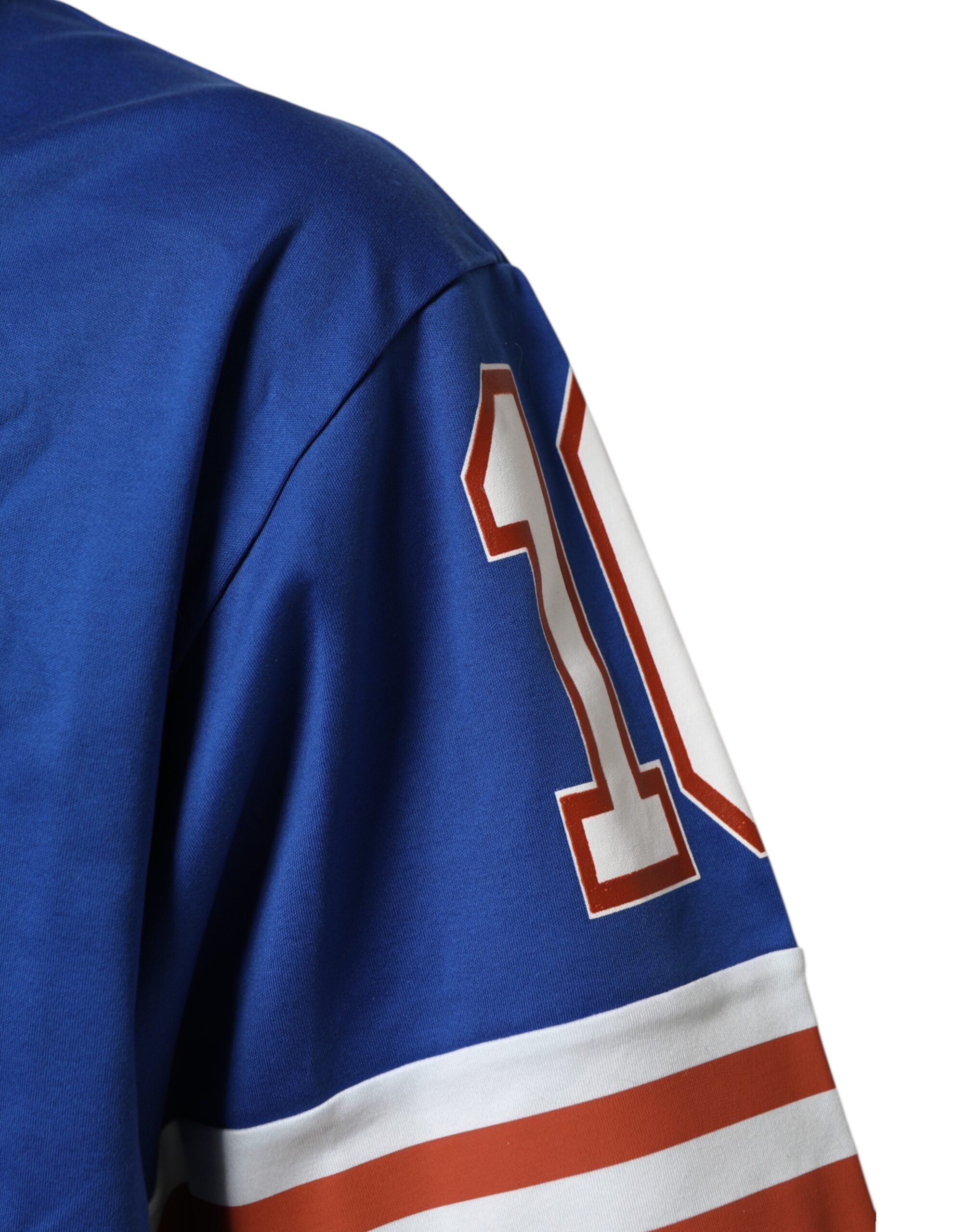 Blå bomulls-T-skjorte med DG-logo og netting i jersey