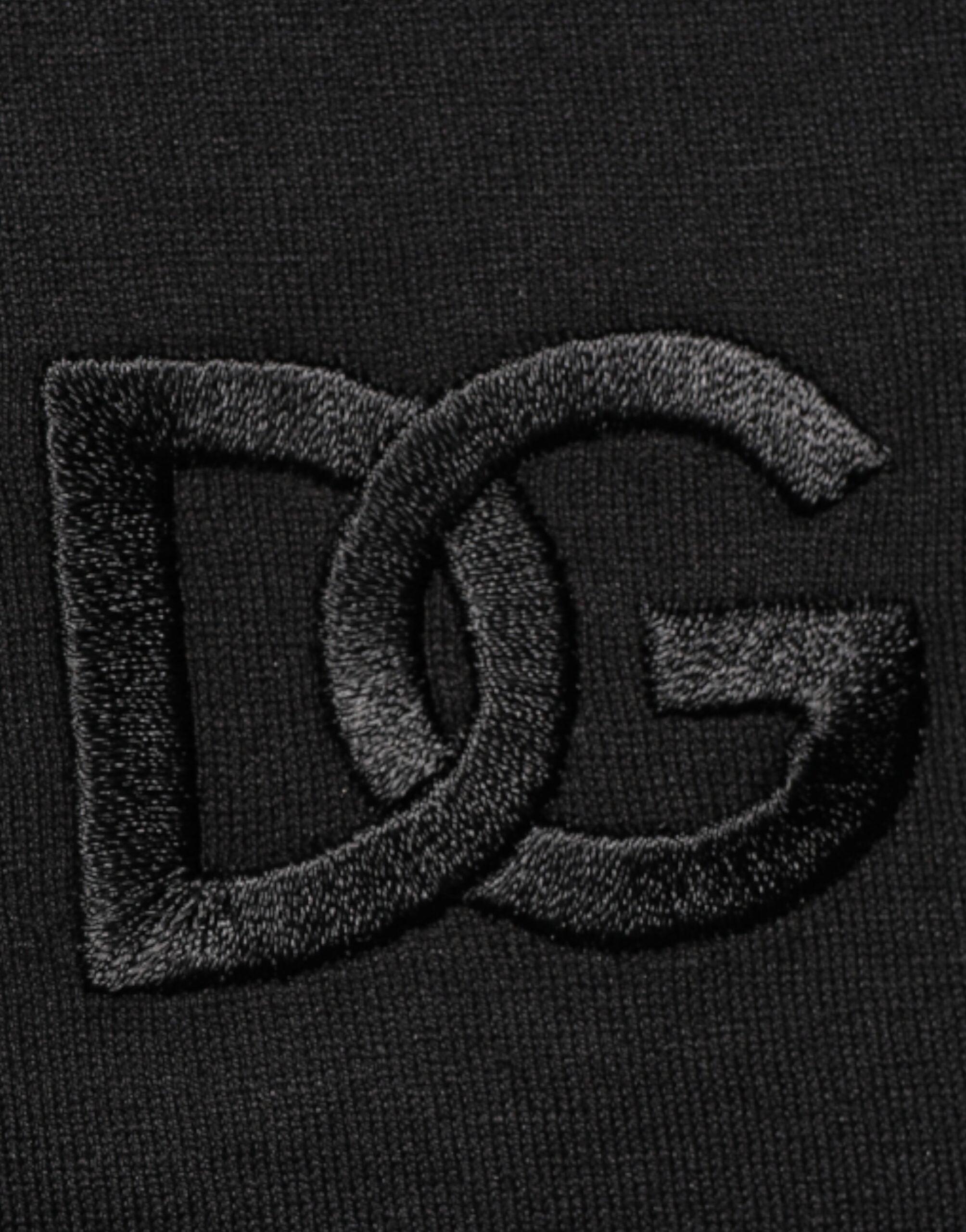 Svart bomulls-T-skjorte med brodert DG-logo og lomme