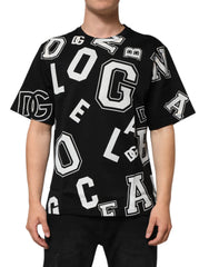 Dolce & Gabbana Black Cotton Letter Print Short Sleeve T-shirt