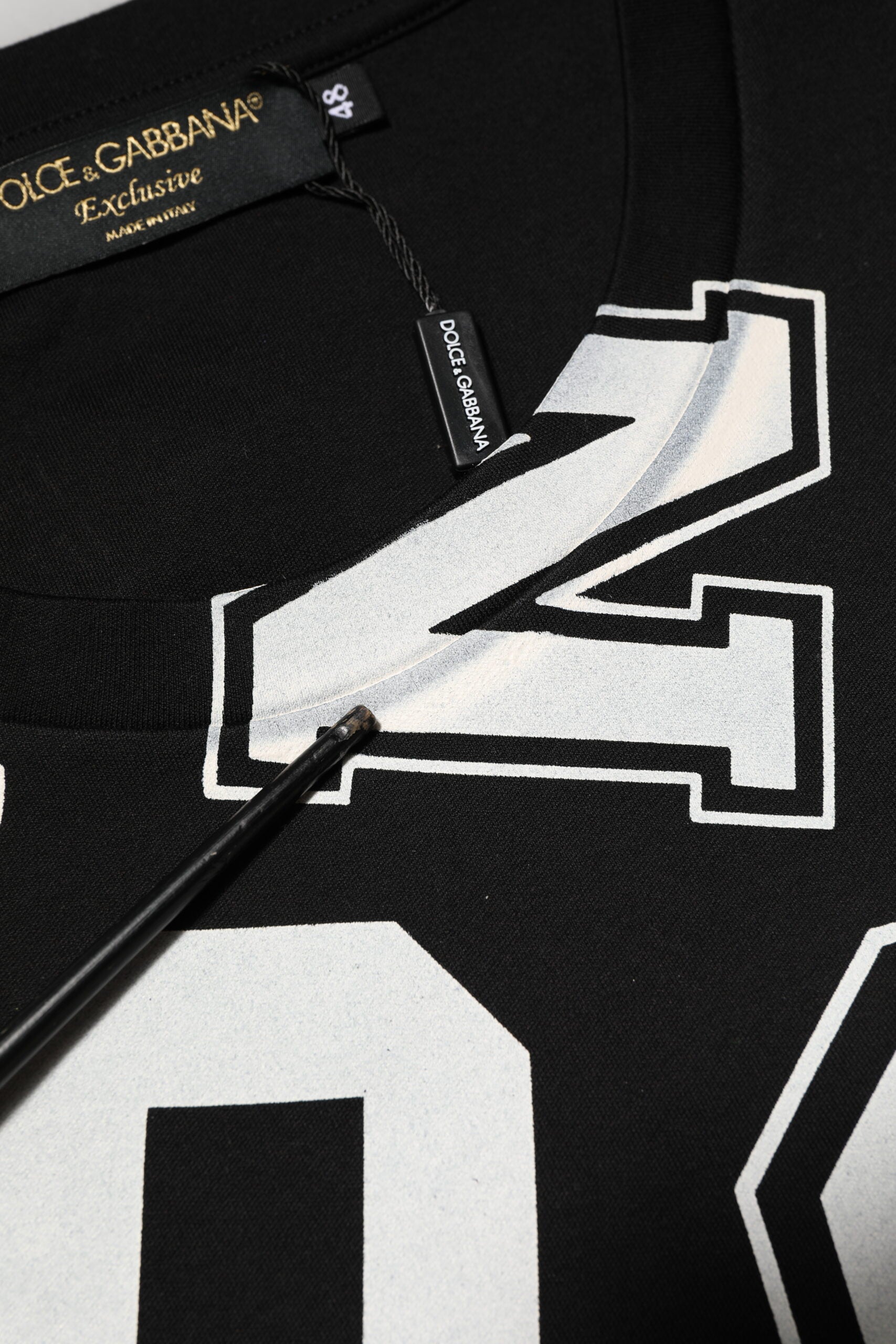 Dolce & Gabbana Black Cotton Letter Print Short Sleeve T-shirt