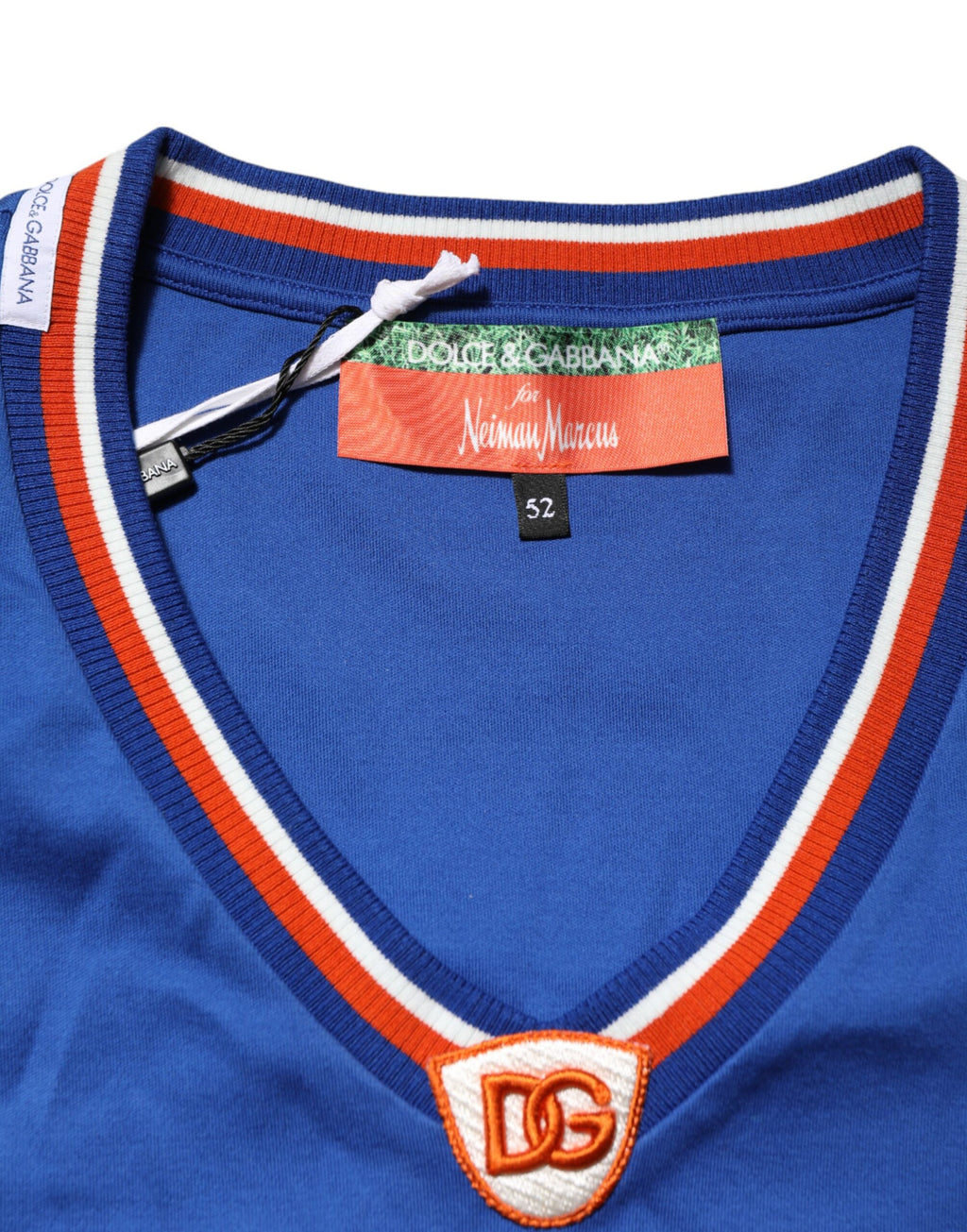 Blå bomulls-DG-logotyp-t-shirt i meshjersey