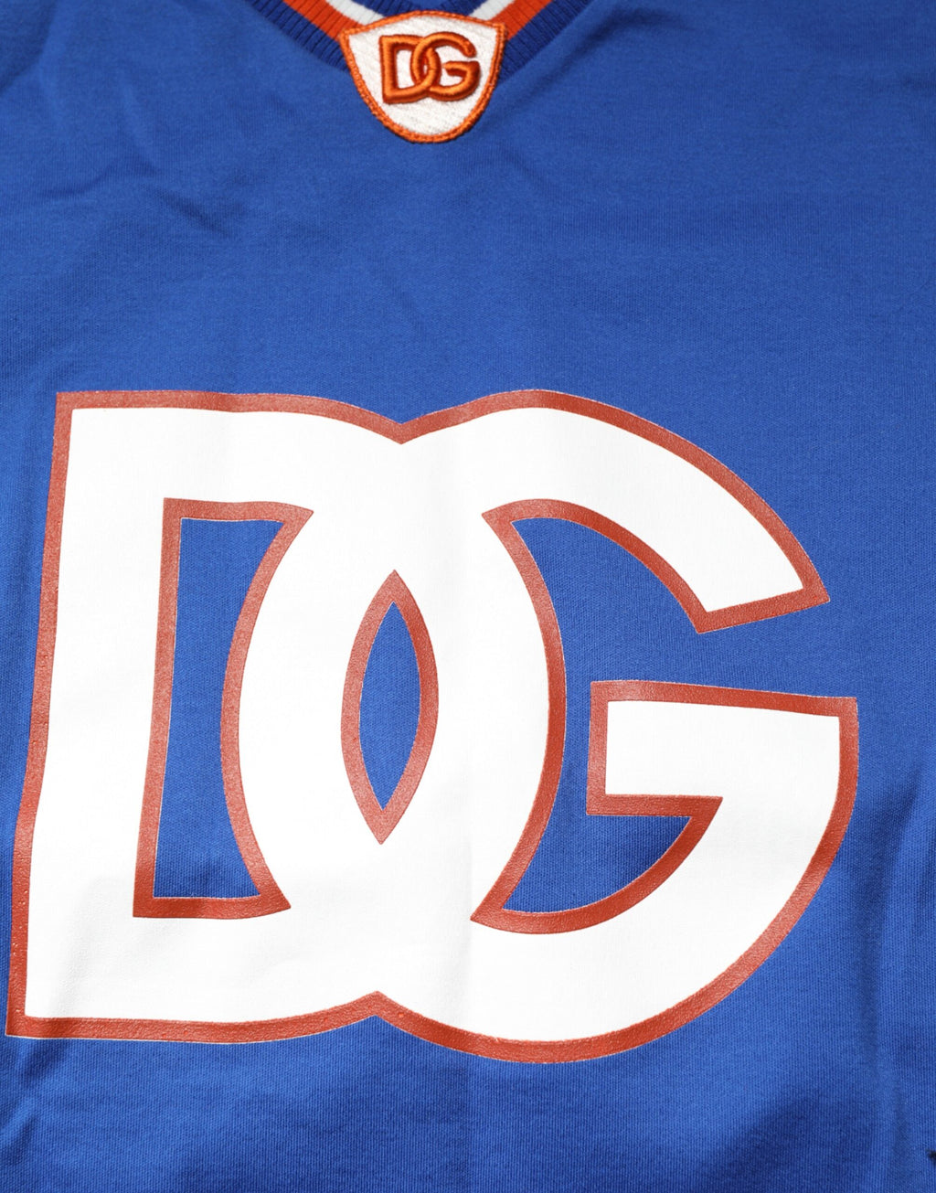 Blå bomulls-DG-logotyp-t-shirt i meshjersey