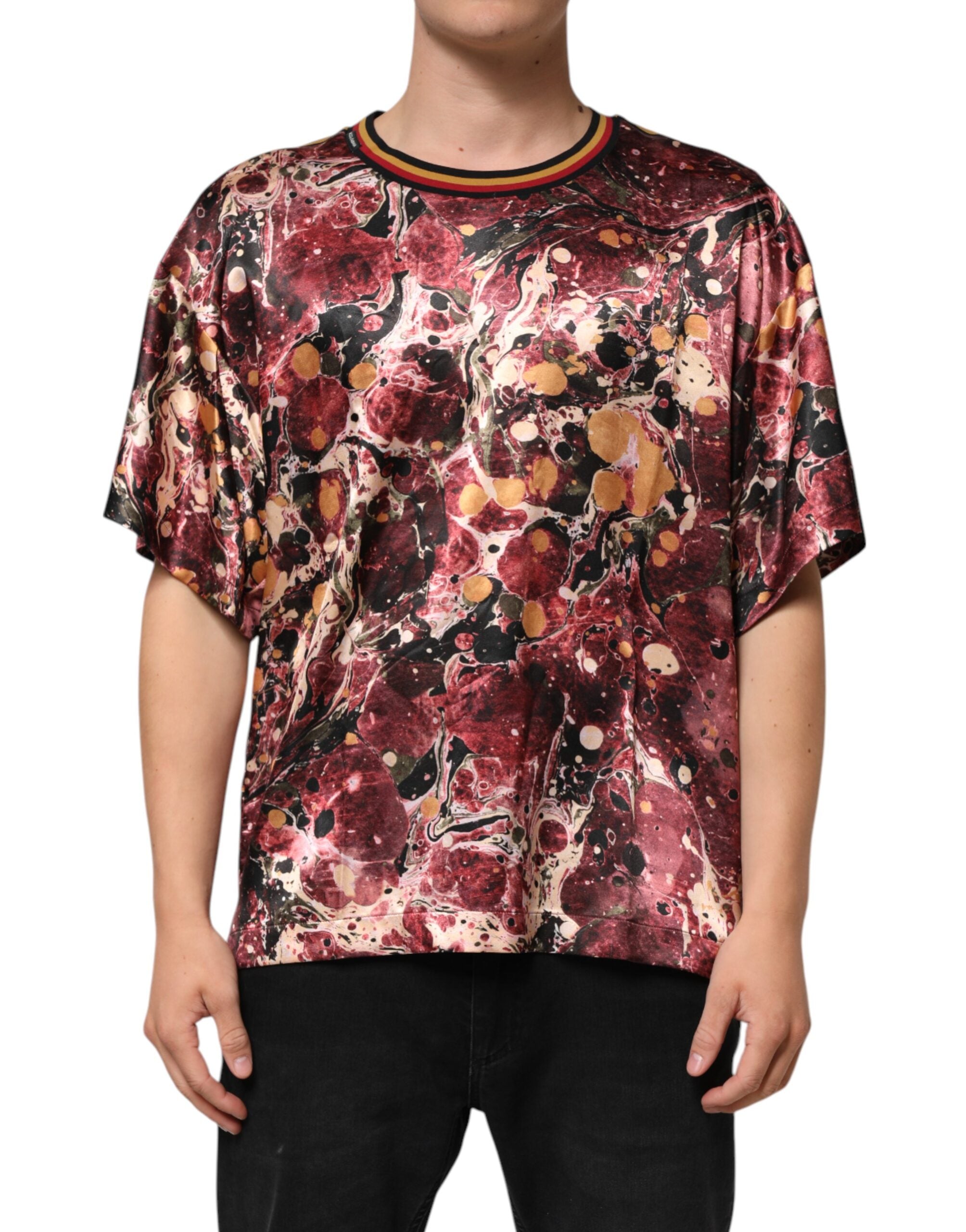 Flerfarget polyester marmortrykk oversized t-skjorte