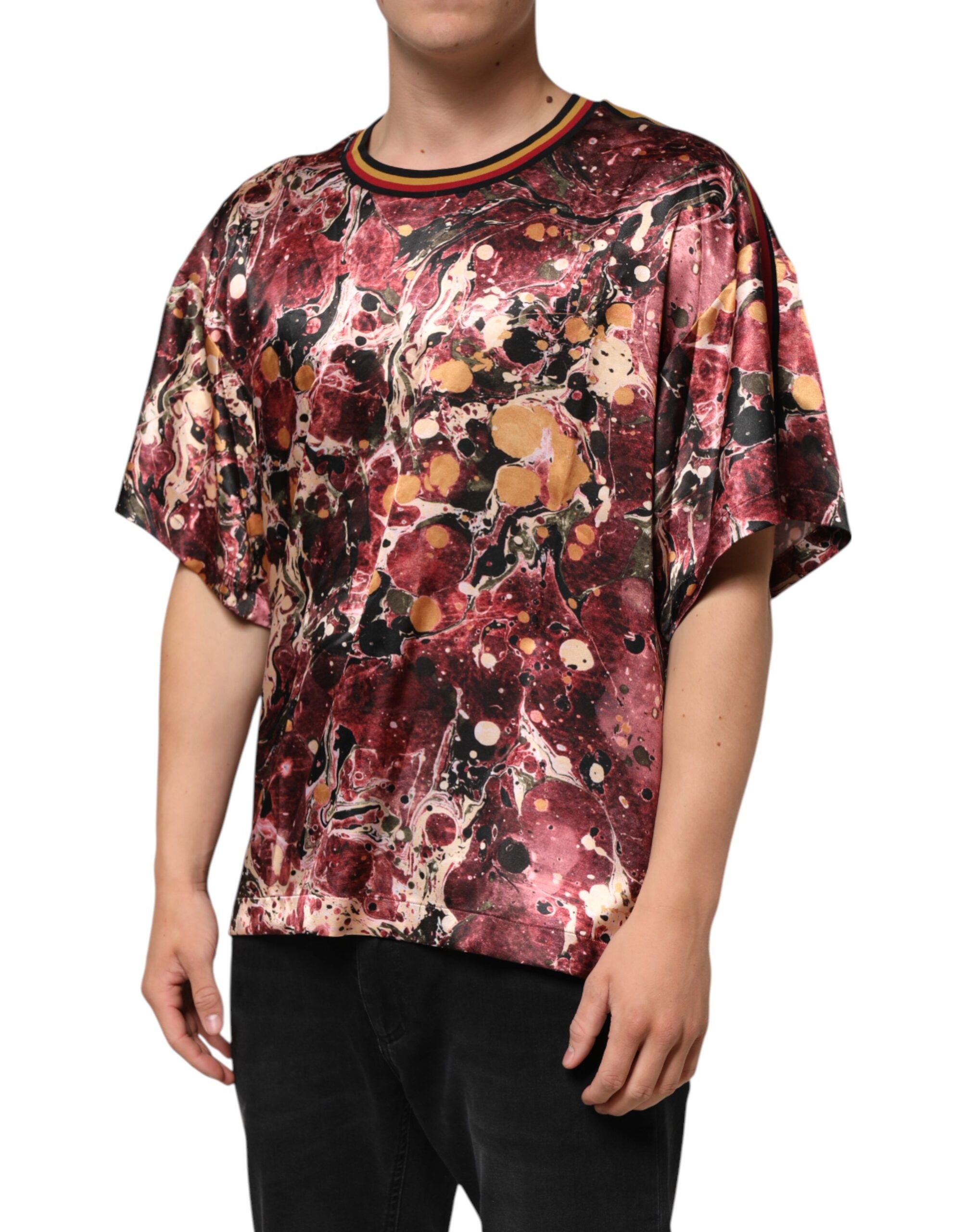 Flerfarget polyester marmortrykk oversized t-skjorte