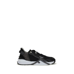 Fendi Gray Calf Leather Bos Taurus Athletic Sneakers