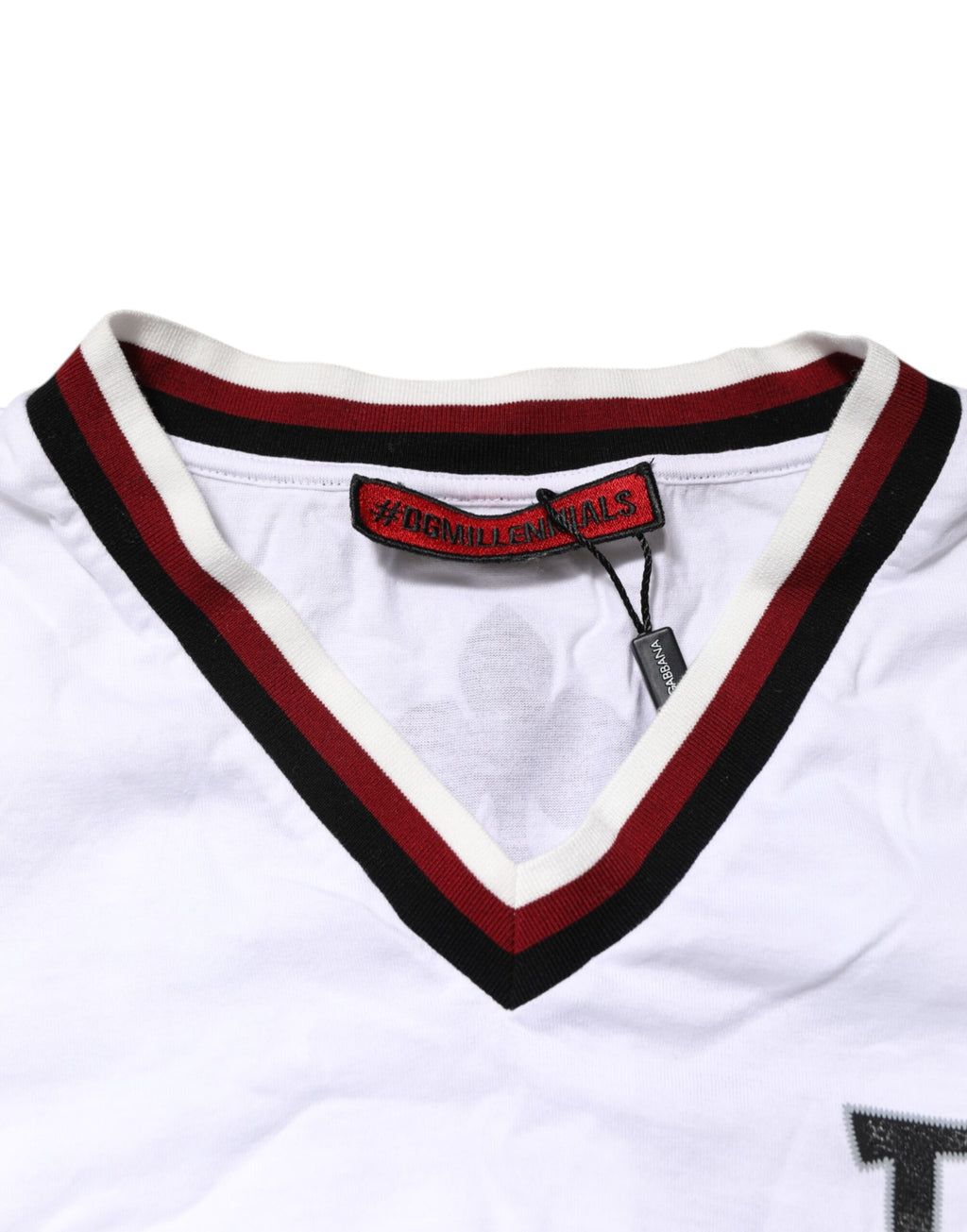 Dolce & Gabbana White #DGMillennials King Crown V-neck T-shirt
