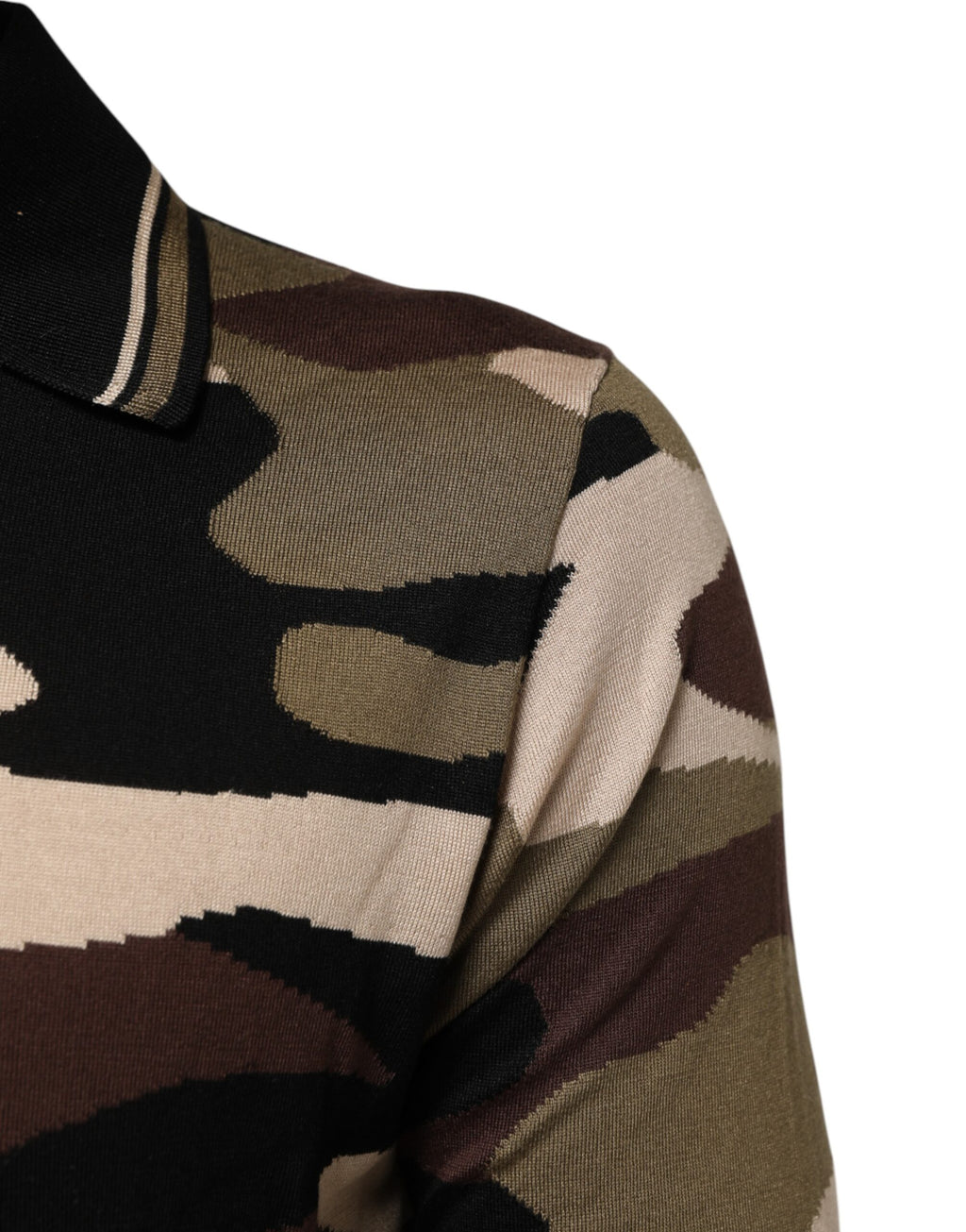 Kamouflagebrun sidenmilitärpolo-t-shirt