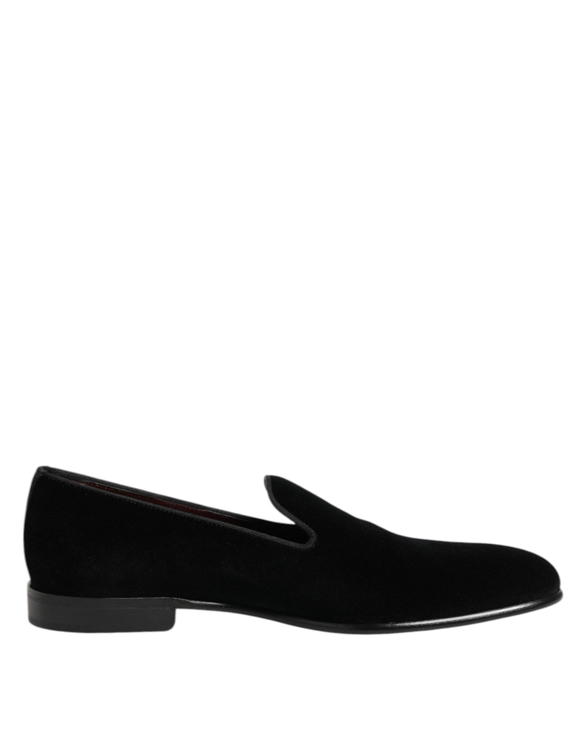 Dolce & Gabbana Black Velvet Slip On Men Loafers Formal Shoes