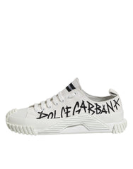 Dolce & Gabbana White Logo Graffiti Low Top Sneakers Shoes
