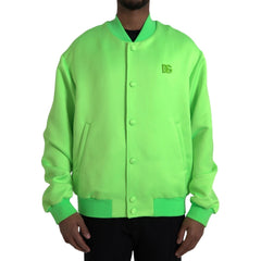 Dolce & Gabbana Neon Green Polyester Long Sleeves Men Bomber Jacket