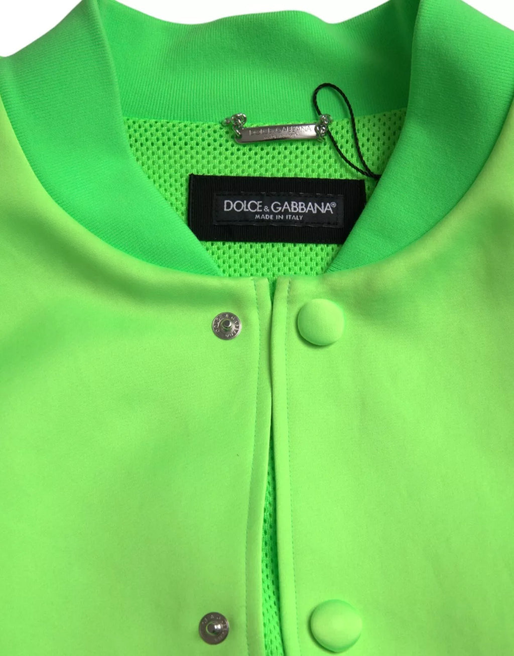 Neongrønn polyester langermet herrebomberjakke