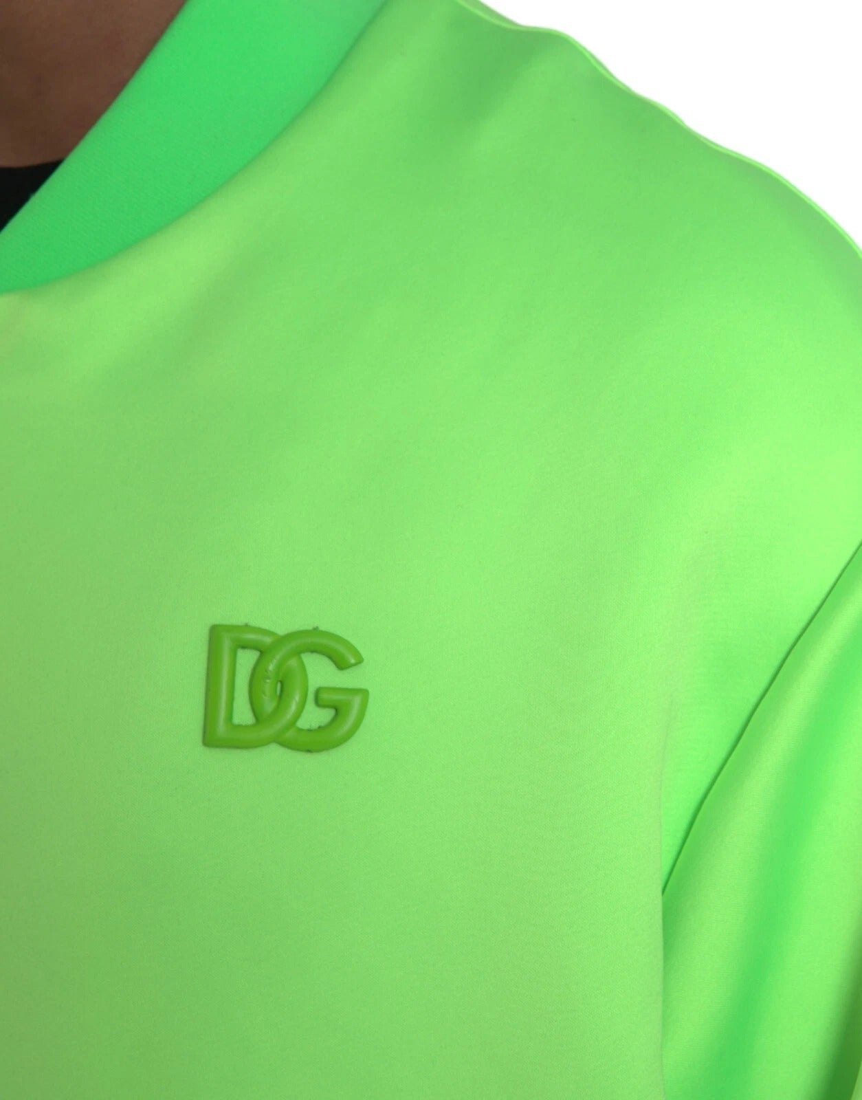 Neongrønn polyester langermet herrebomberjakke