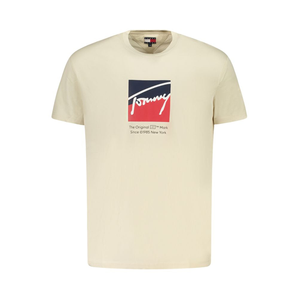 Beige bomulls-T-skjorte for menn