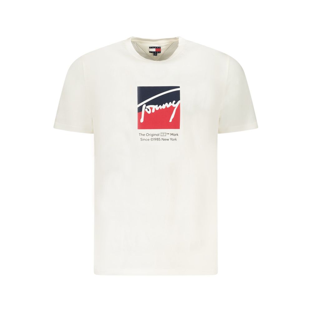 Hvit bomulls-T-skjorte for menn