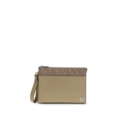 Fendi Beige Leather Clutch Bag