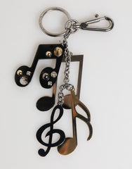 Dolce & Gabbana Silver Musical Note Key Holder Keychain Bag Charm Keyring