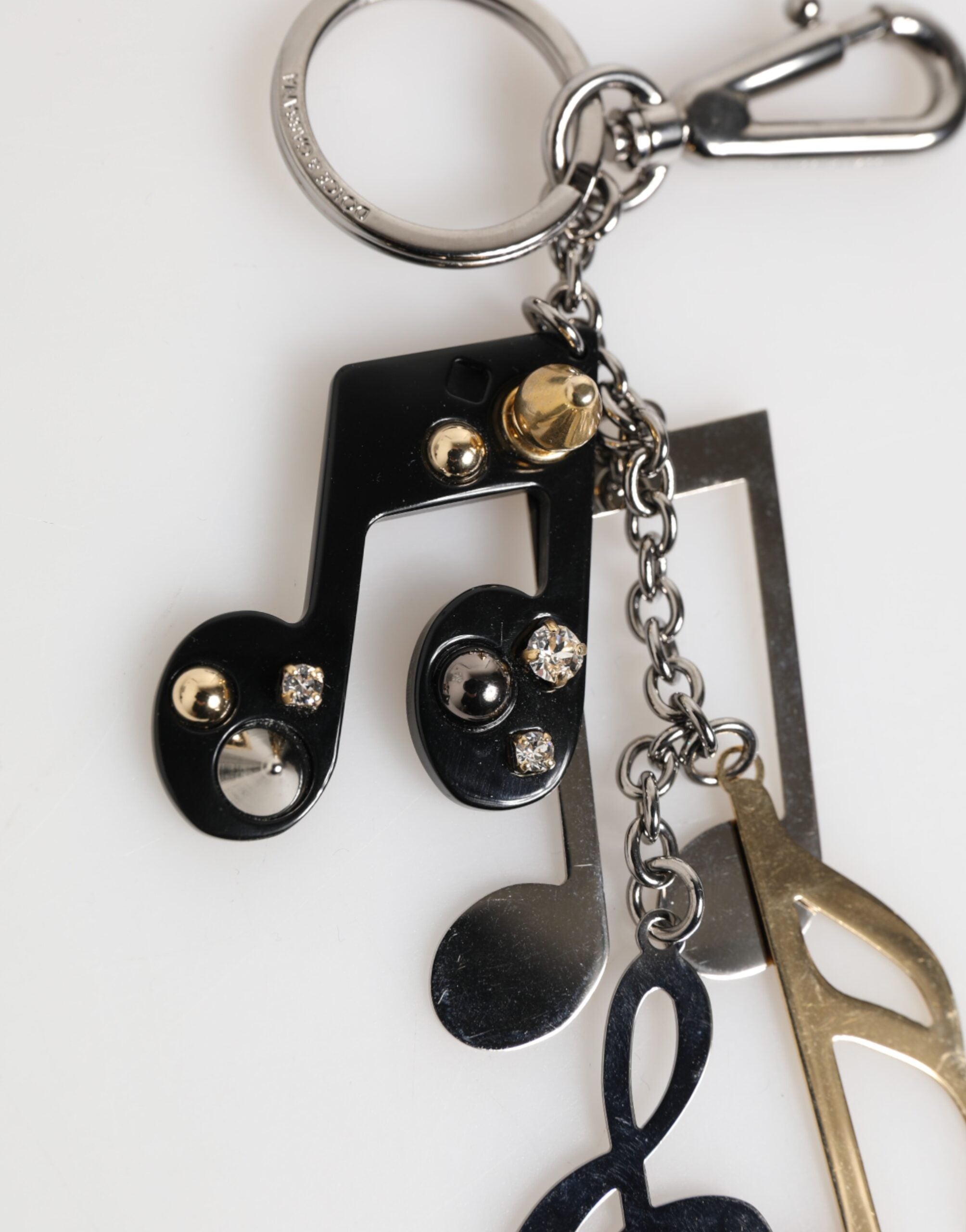 Dolce & Gabbana Silver Musical Note Key Holder Keychain Bag Charm Keyring