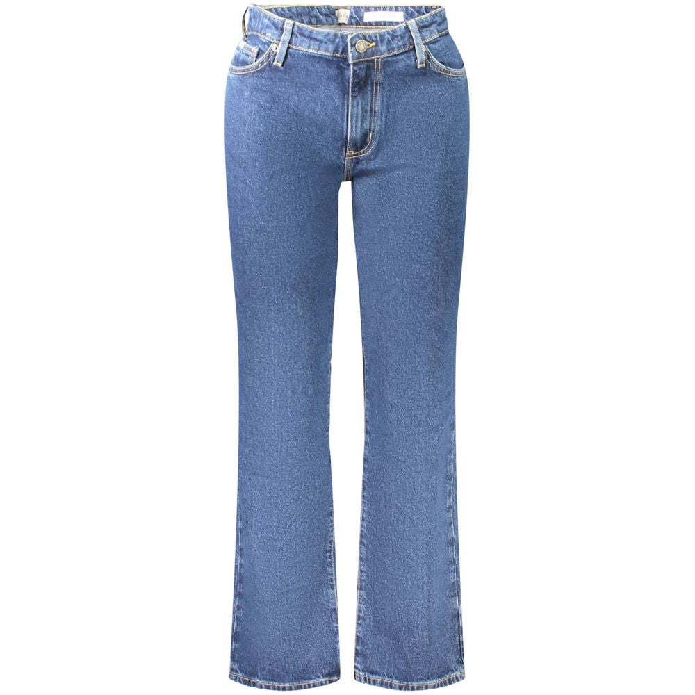 Blå raka bomullsjeans för kvinnor